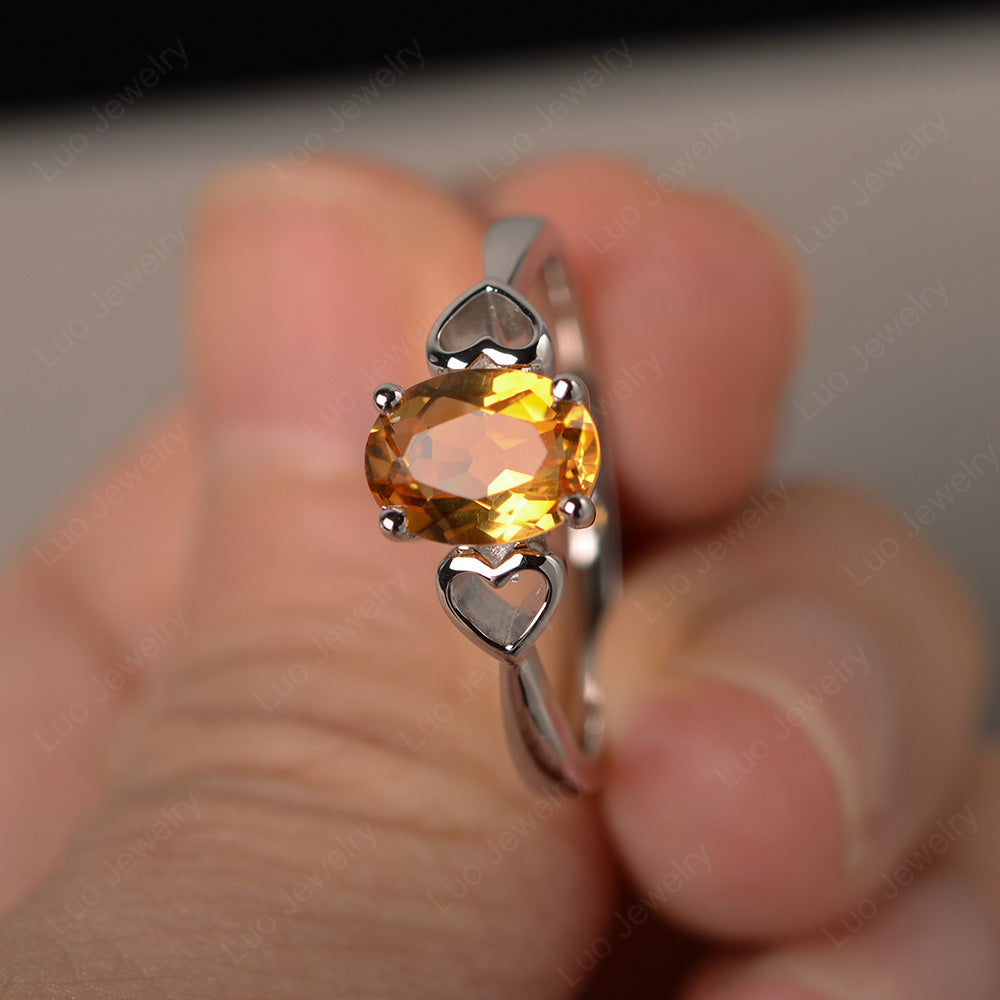 Oval Cut Solitaire Citrine Wedding Ring - LUO Jewelry