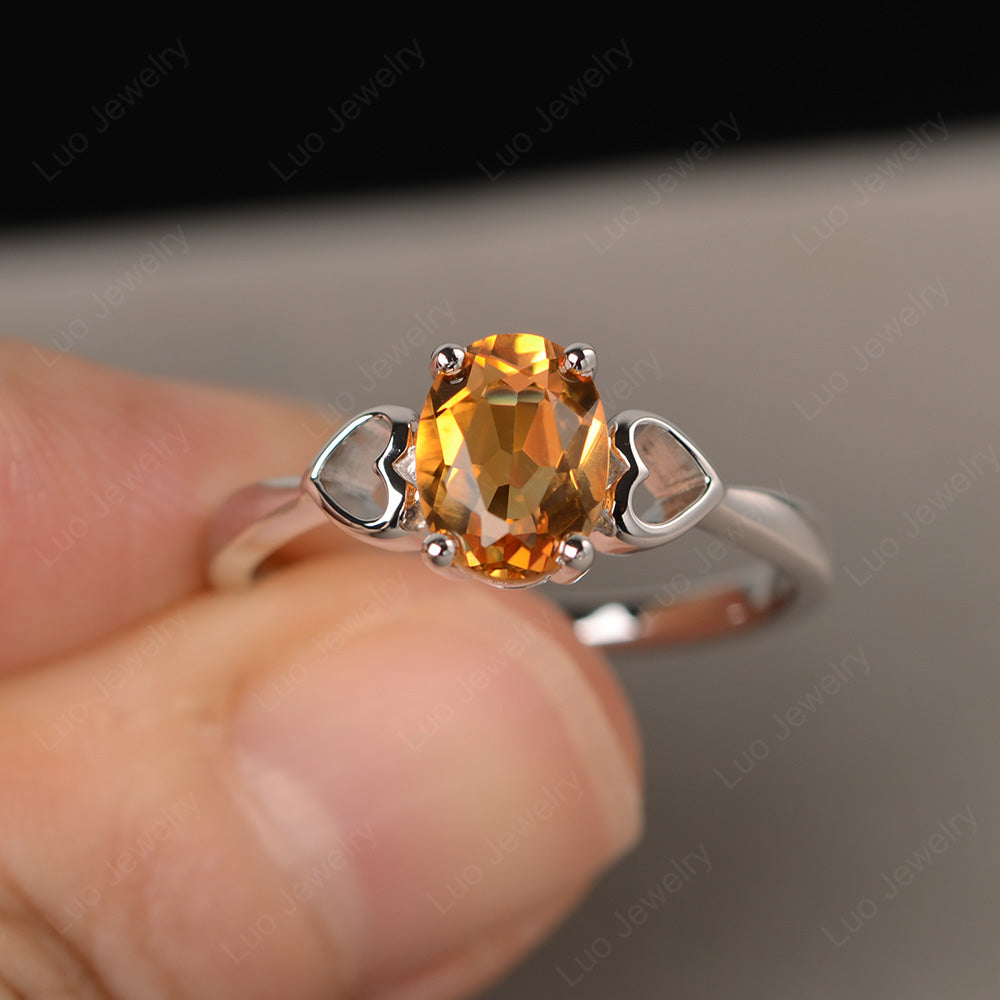 Oval Cut Solitaire Citrine Wedding Ring - LUO Jewelry