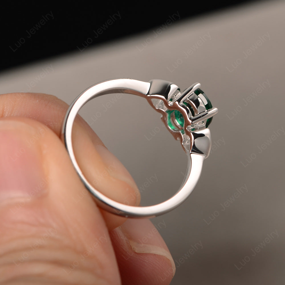 Oval Cut Solitaire Lab Emerald Wedding Ring - LUO Jewelry