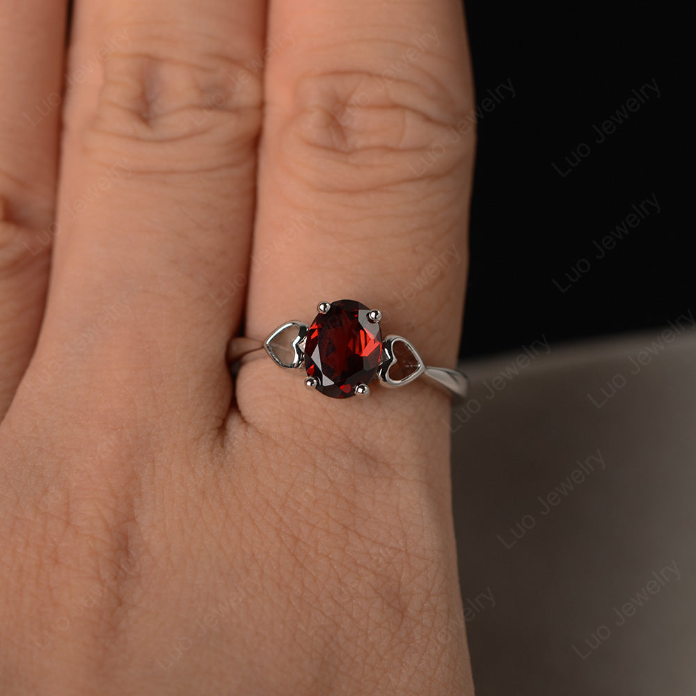 Oval Cut Solitaire Garnet Wedding Ring - LUO Jewelry