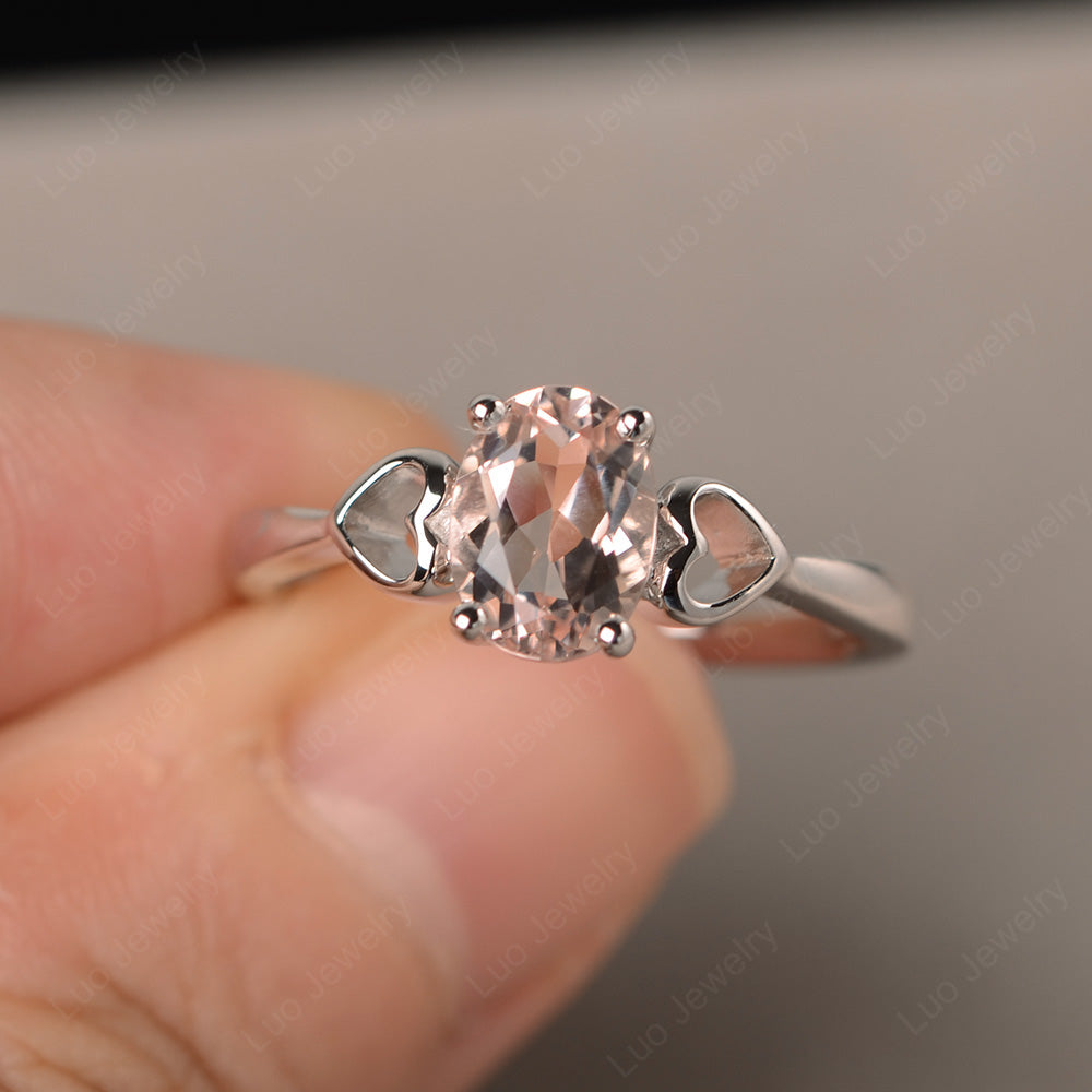 Oval Cut Solitaire Morganite Wedding Ring - LUO Jewelry