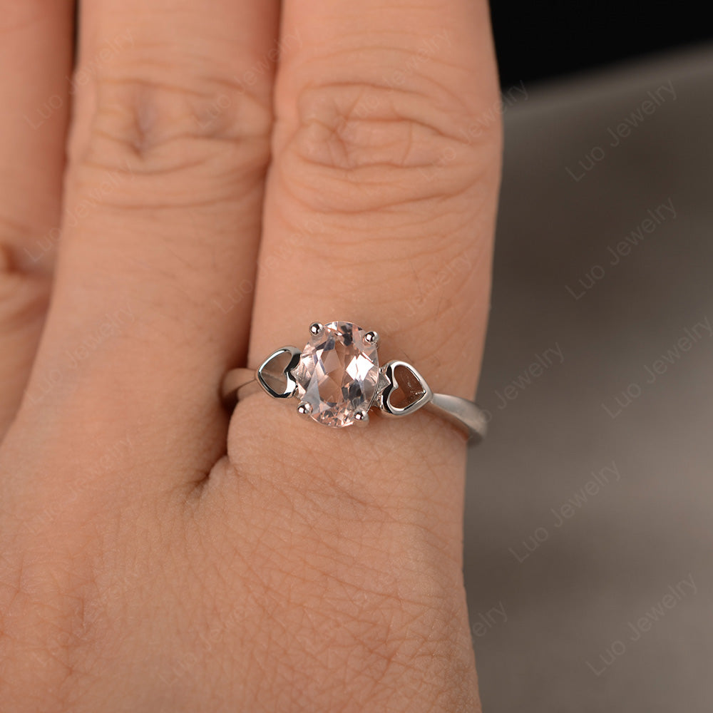 Oval Cut Solitaire Morganite Wedding Ring - LUO Jewelry
