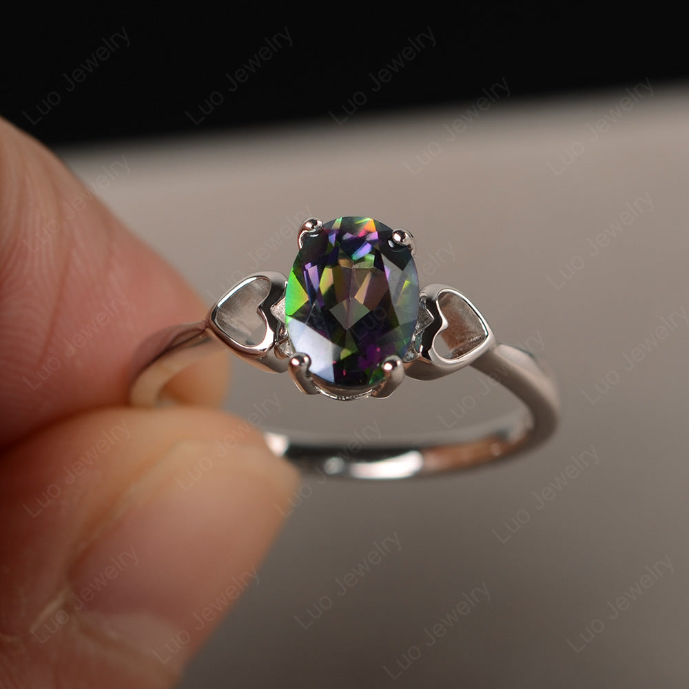 Oval Cut Solitaire Mystic Topaz Wedding Ring - LUO Jewelry