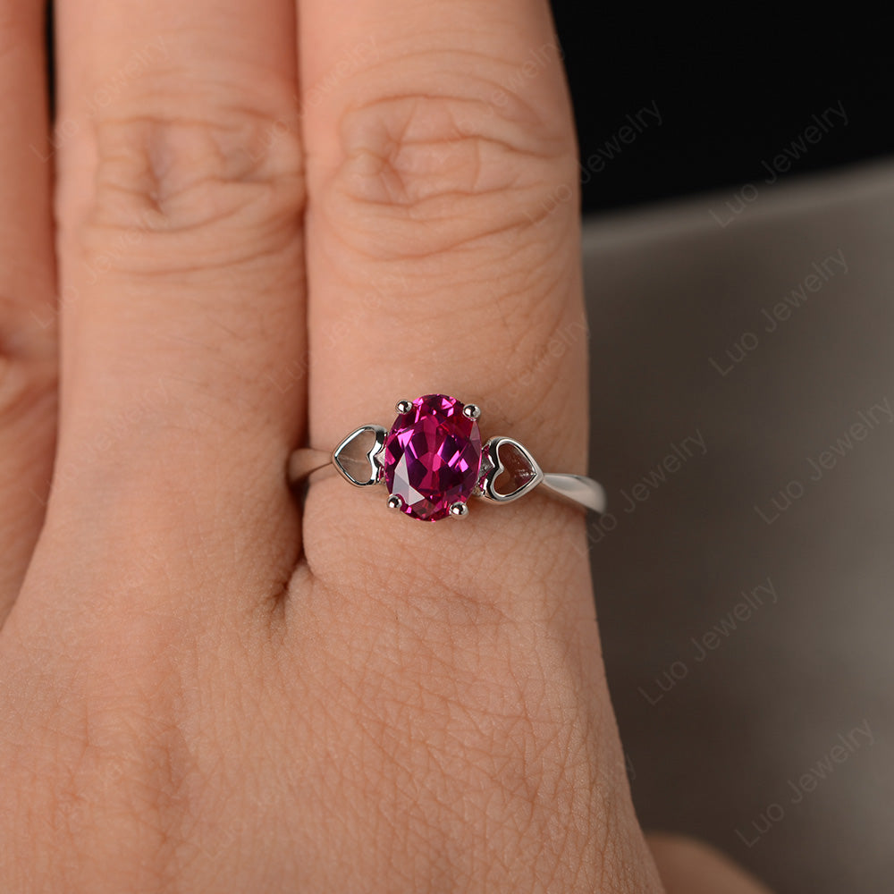 Oval Cut Solitaire Ruby Wedding Ring - LUO Jewelry