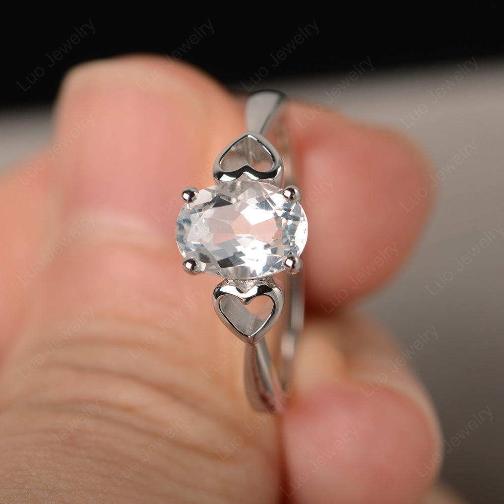 Oval Cut Solitaire White Topaz Wedding Ring - LUO Jewelry