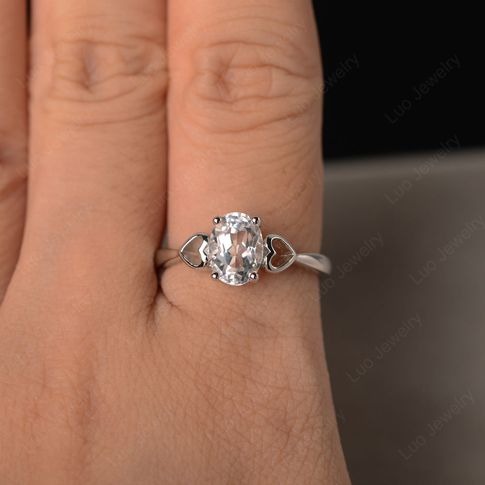 Oval Cut Solitaire White Topaz Wedding Ring - LUO Jewelry