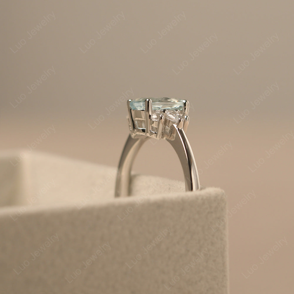 Oval Cut Aquamarine Engagement Rings Rose Gold - LUO Jewelry