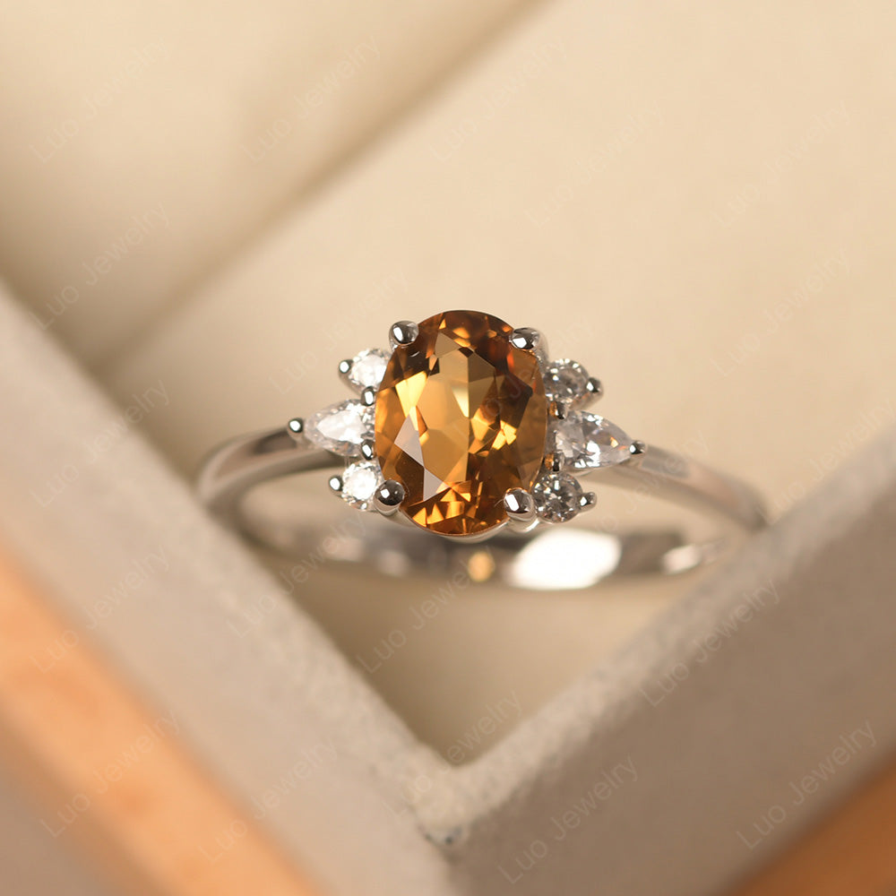 Oval Cut Citrine Engagement Rings Rose Gold - LUO Jewelry
