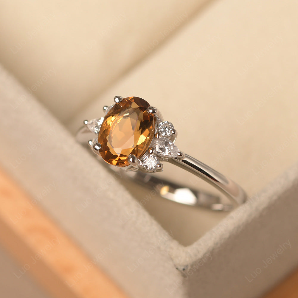 Oval Cut Citrine Engagement Rings Rose Gold - LUO Jewelry