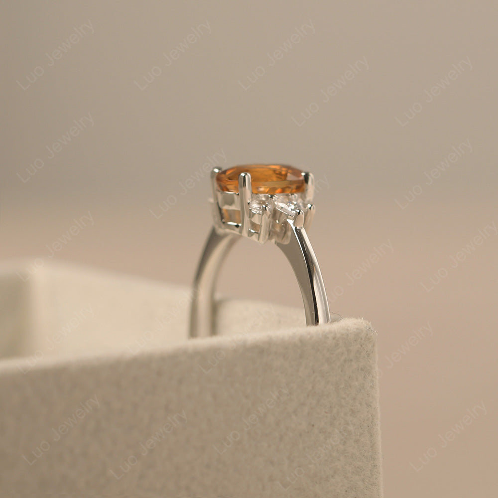 Oval Cut Citrine Engagement Rings Rose Gold - LUO Jewelry