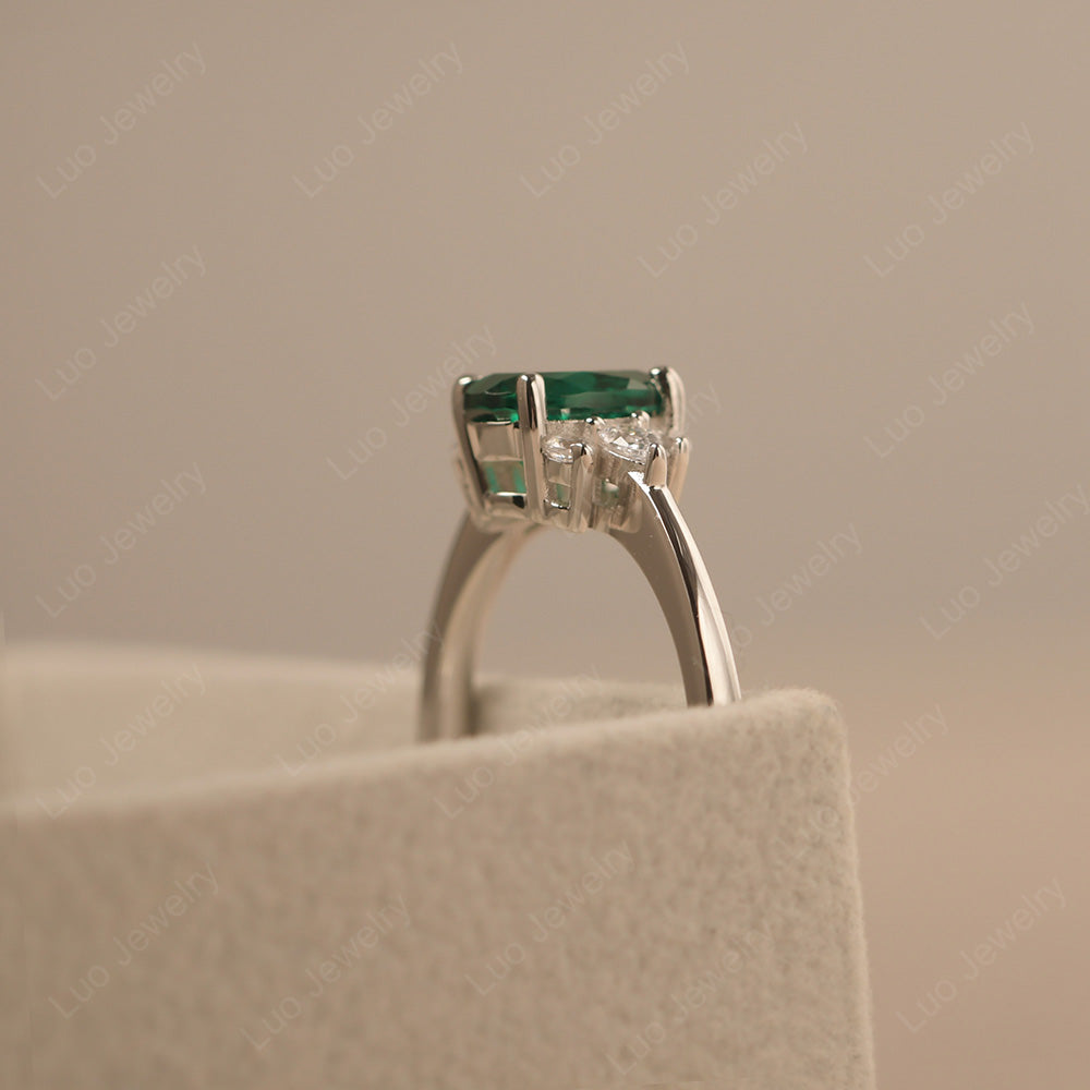 Oval Cut Emerald Engagement Rings Rose Gold - LUO Jewelry