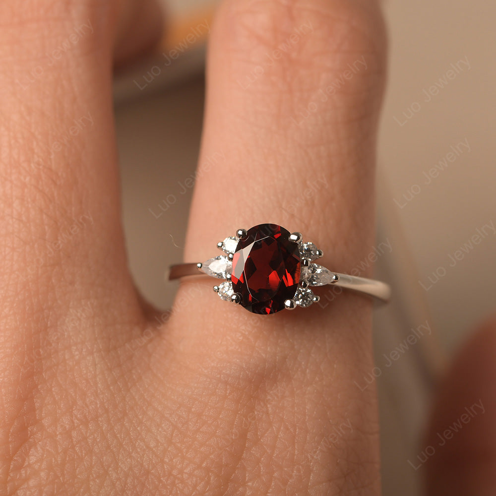 Oval Cut Garnet Engagement Rings Rose Gold - LUO Jewelry