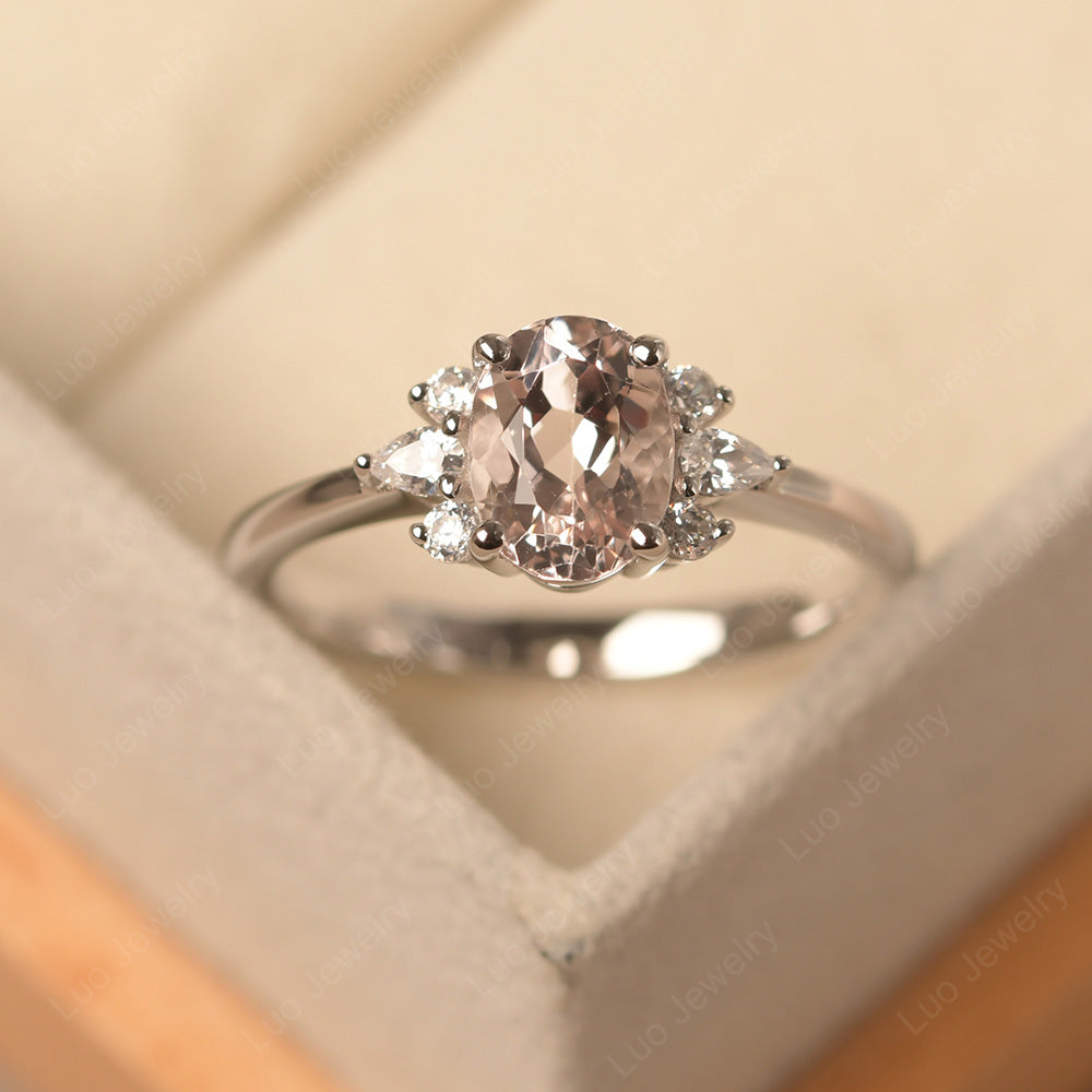 Oval Cut Morganite Engagement Rings Rose Gold - LUO Jewelry