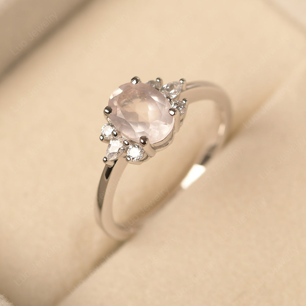 Oval Cut Rose Quartz Engagement Rings Rose Gold - LUO Jewelry