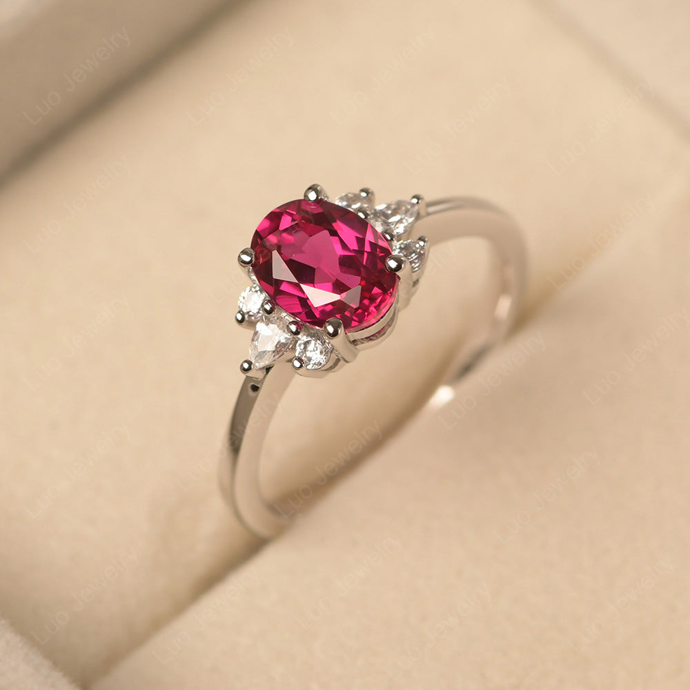 Oval Cut Ruby Engagement Rings Rose Gold - LUO Jewelry