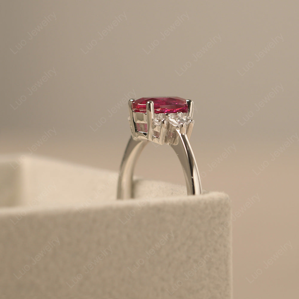 Oval Cut Ruby Engagement Rings Rose Gold - LUO Jewelry