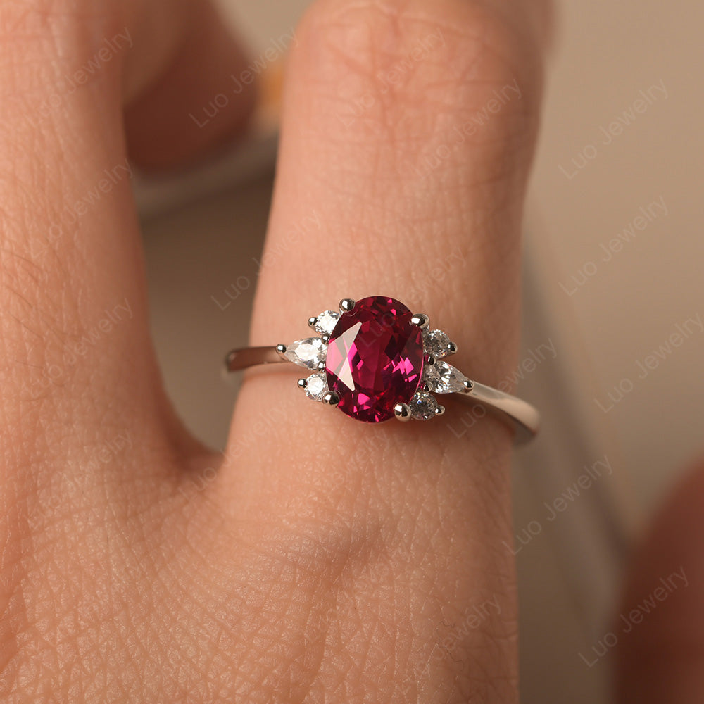 Oval Cut Ruby Engagement Rings Rose Gold - LUO Jewelry