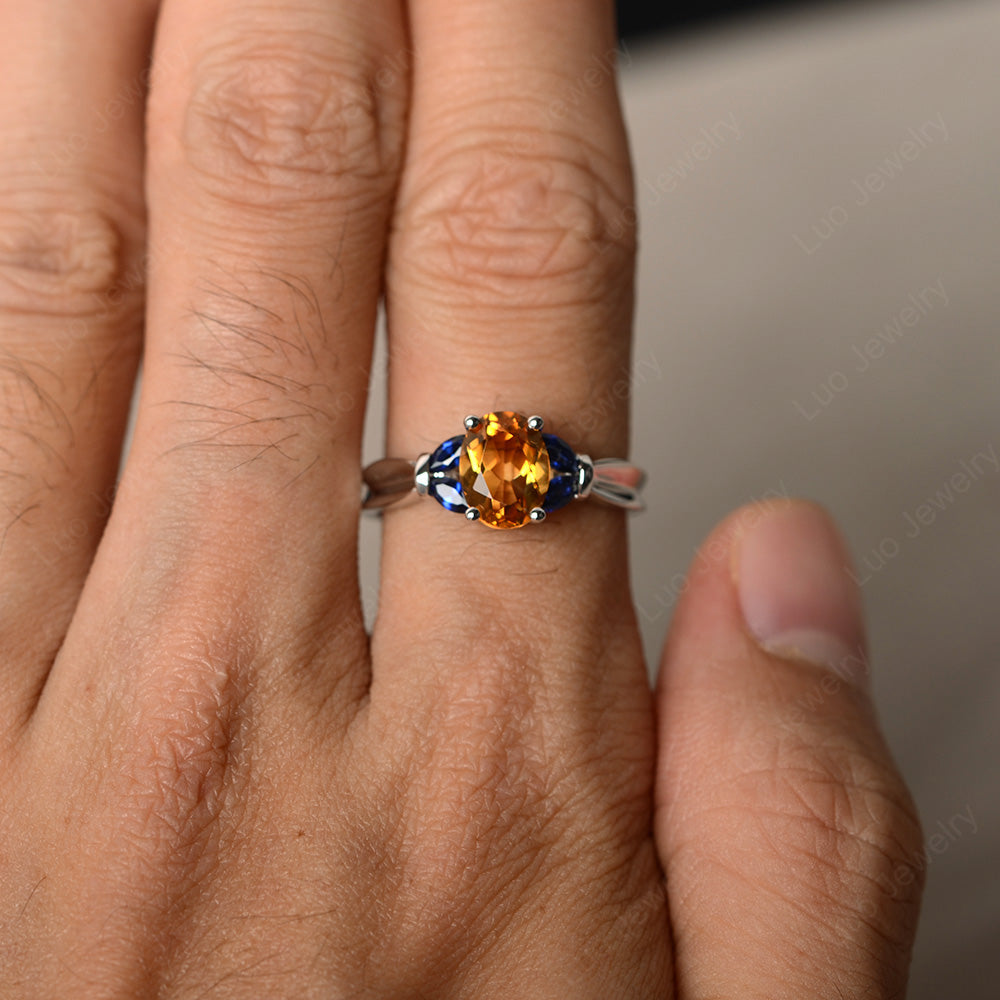 Oval Cut Art Deco Citrine Ring Yellow Gold - LUO Jewelry