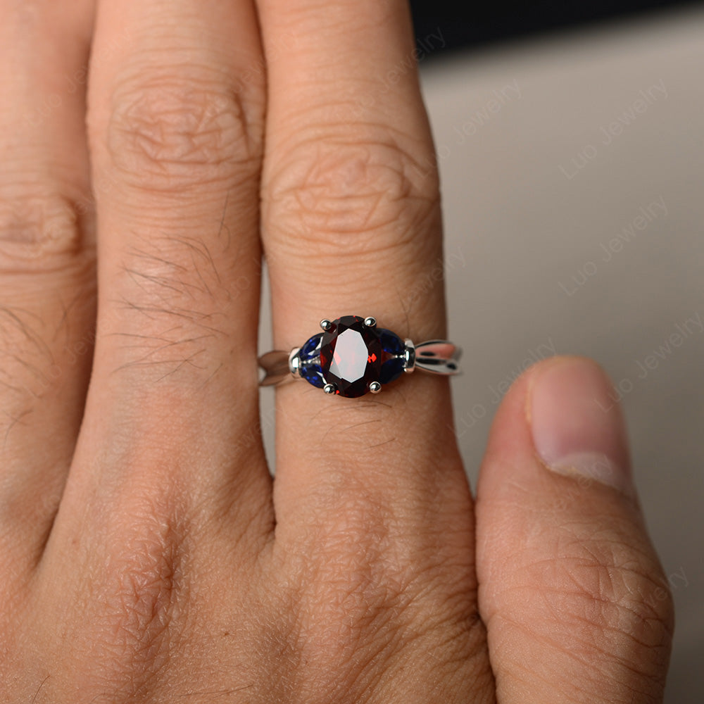 Oval Cut Art Deco Garnet Ring Yellow Gold - LUO Jewelry