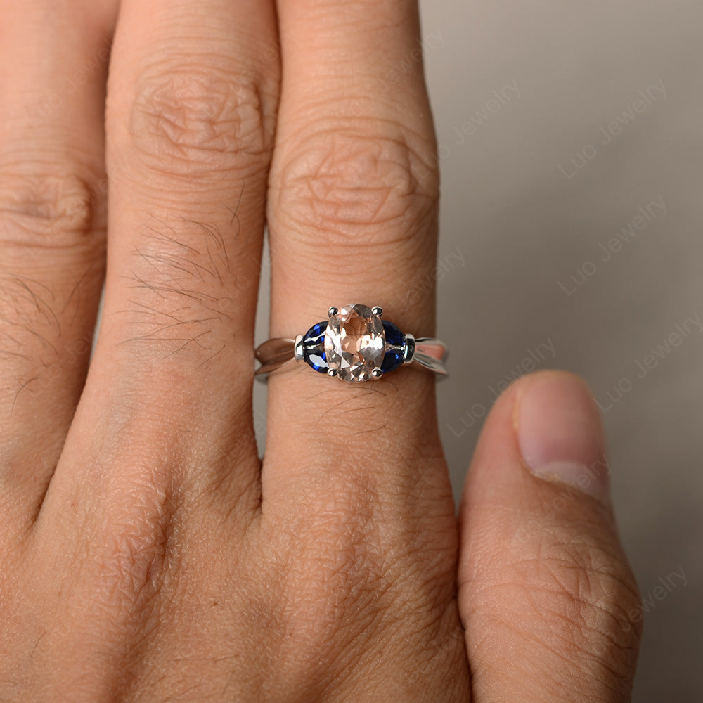 Oval Cut Art Deco Morganite Ring Yellow Gold - LUO Jewelry