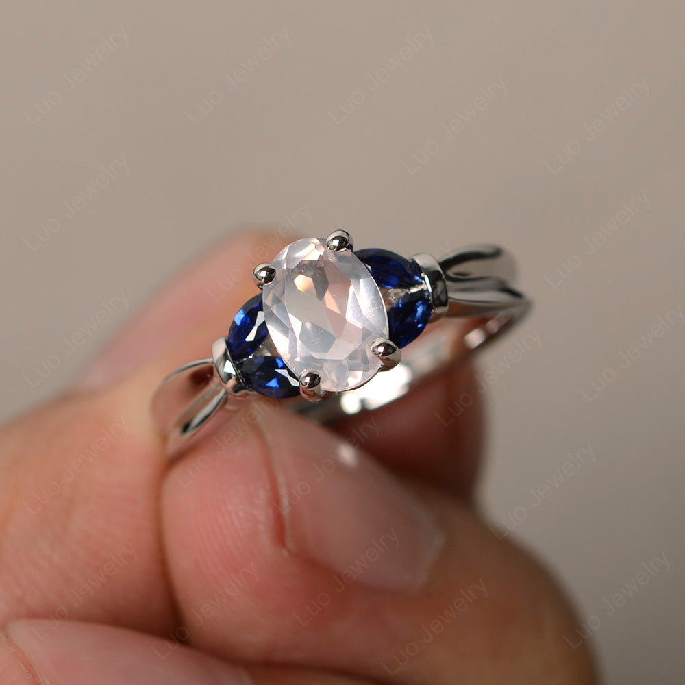 Oval Cut Art Deco Rose Quartz Ring Yellow Gold - LUO Jewelry