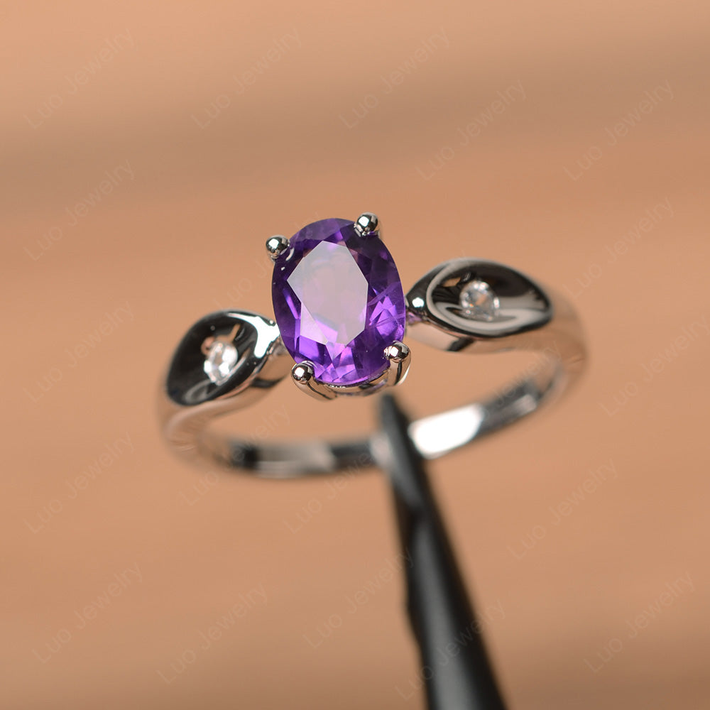 Unique Oval Cut Amethyst Ring Yellow Gold - LUO Jewelry
