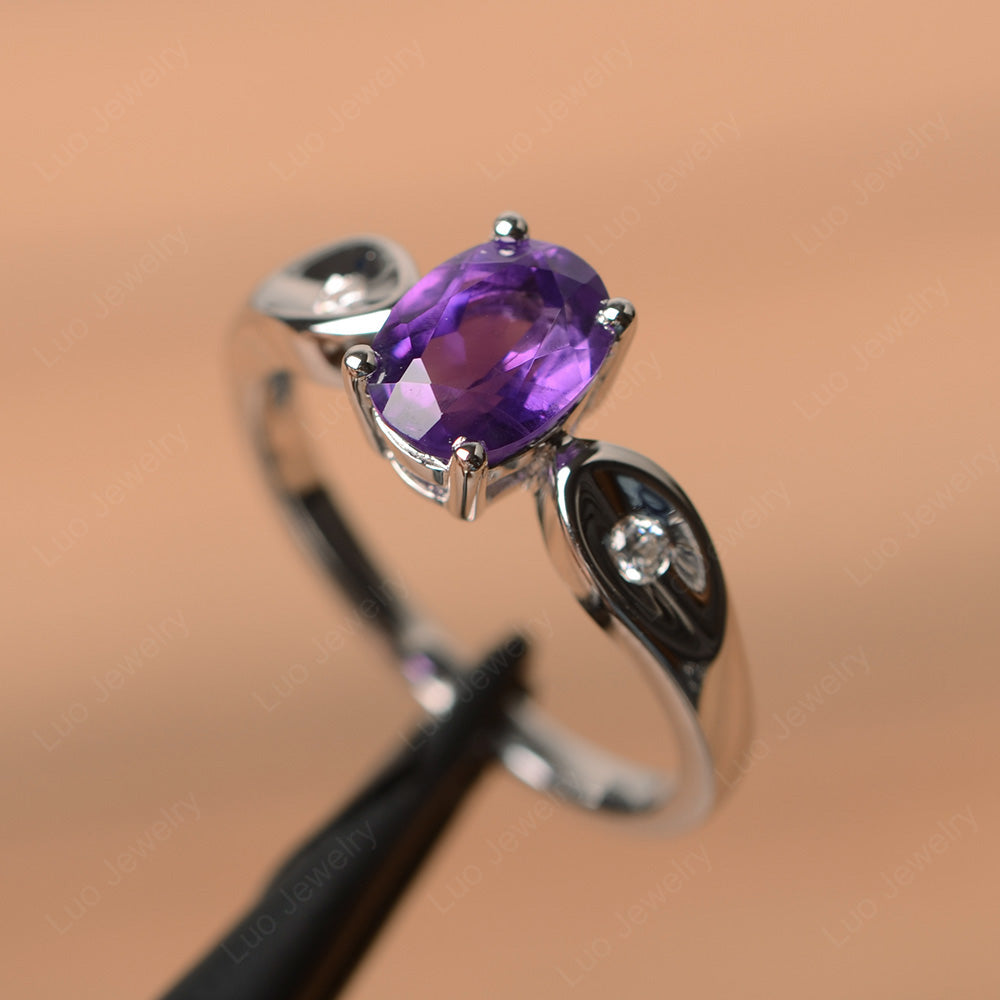 Unique Oval Cut Amethyst Ring Yellow Gold - LUO Jewelry