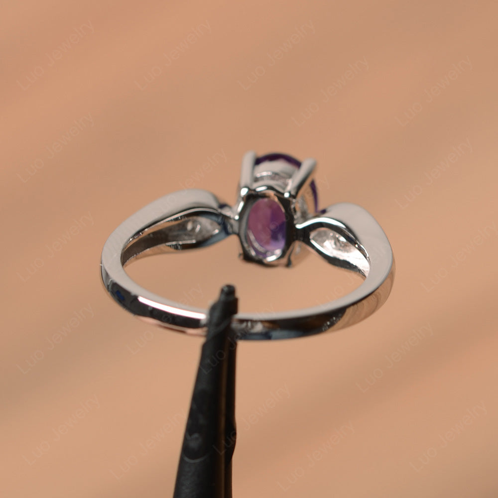 Unique Oval Cut Amethyst Ring Yellow Gold - LUO Jewelry