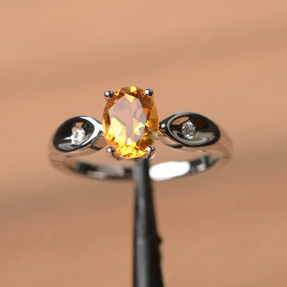 Unique Oval Cut Citrine Ring Yellow Gold - LUO Jewelry