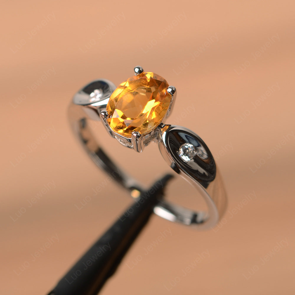 Unique Oval Cut Citrine Ring Yellow Gold - LUO Jewelry