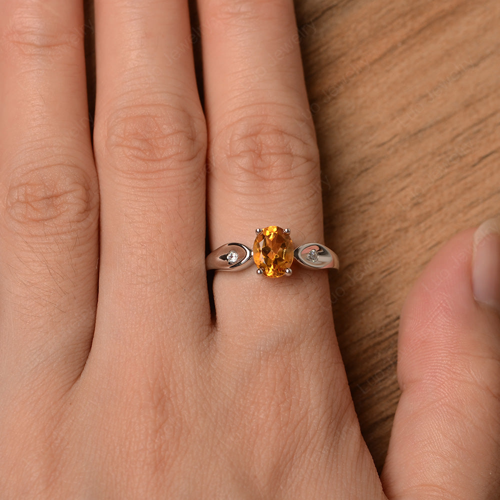 Unique Oval Cut Citrine Ring Yellow Gold - LUO Jewelry