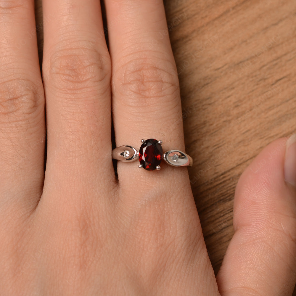 Unique Oval Cut Garnet Ring Yellow Gold - LUO Jewelry