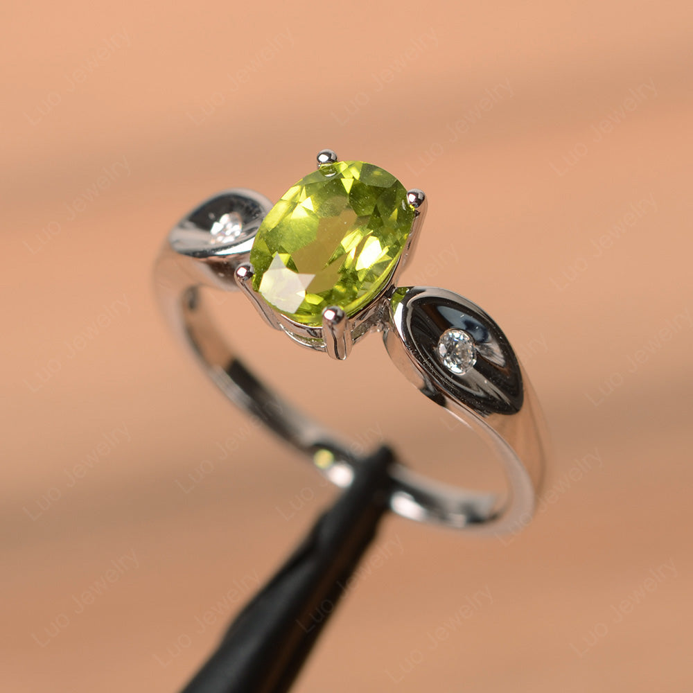 Unique Oval Cut Peridot Ring Yellow Gold - LUO Jewelry