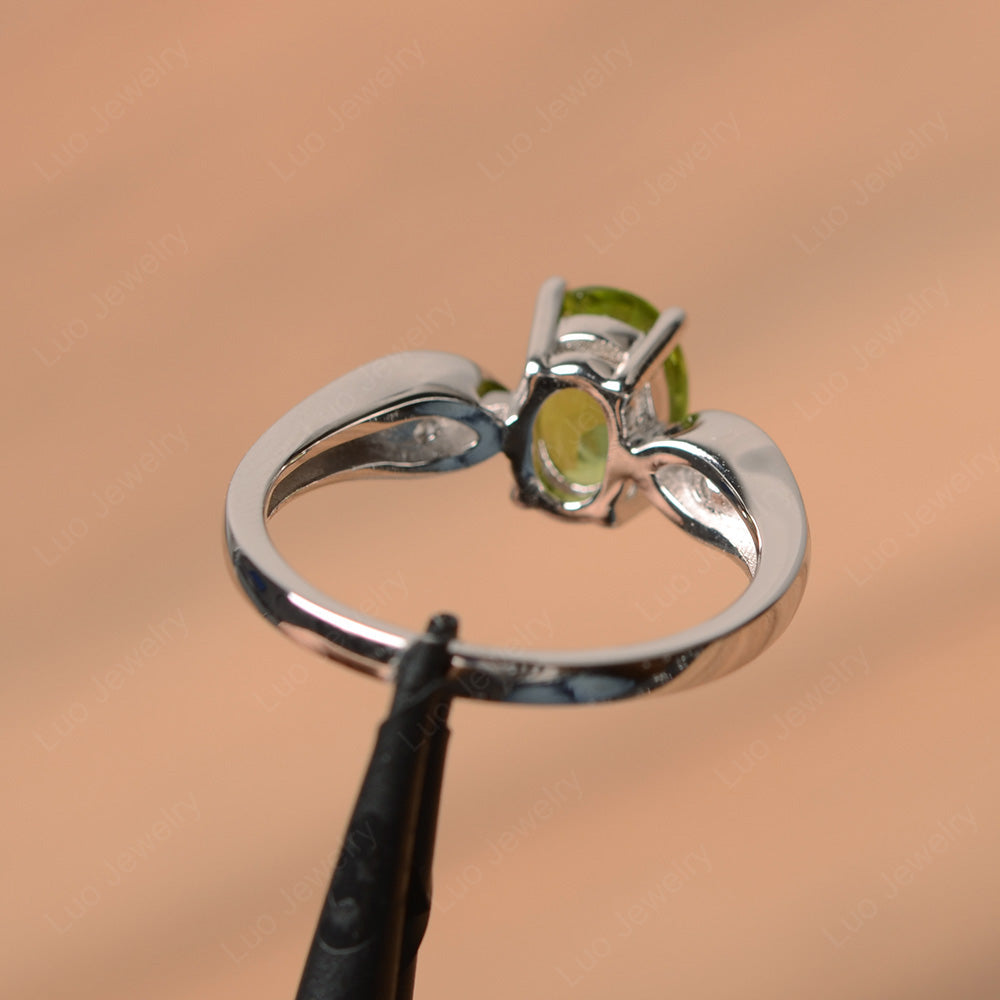Unique Oval Cut Peridot Ring Yellow Gold - LUO Jewelry