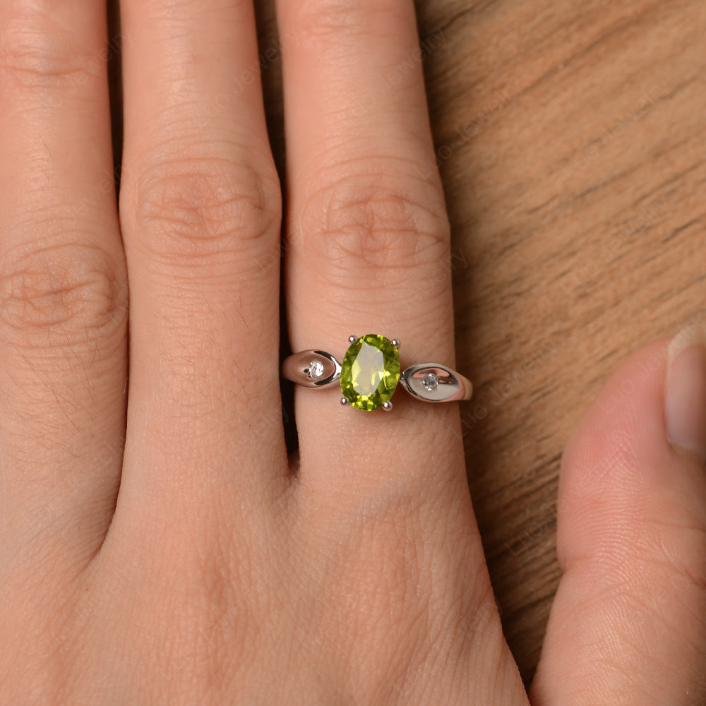 Unique Oval Cut Peridot Ring Yellow Gold - LUO Jewelry