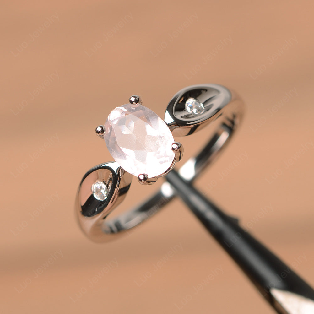Unique Oval Cut Rose Quartz Ring Yellow Gold - LUO Jewelry