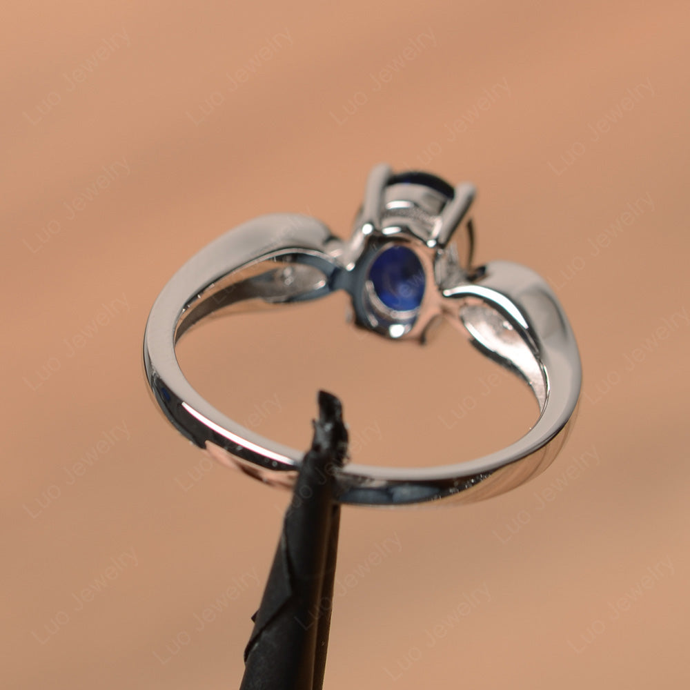 Unique Oval Cut Lab Sapphire Ring Yellow Gold - LUO Jewelry