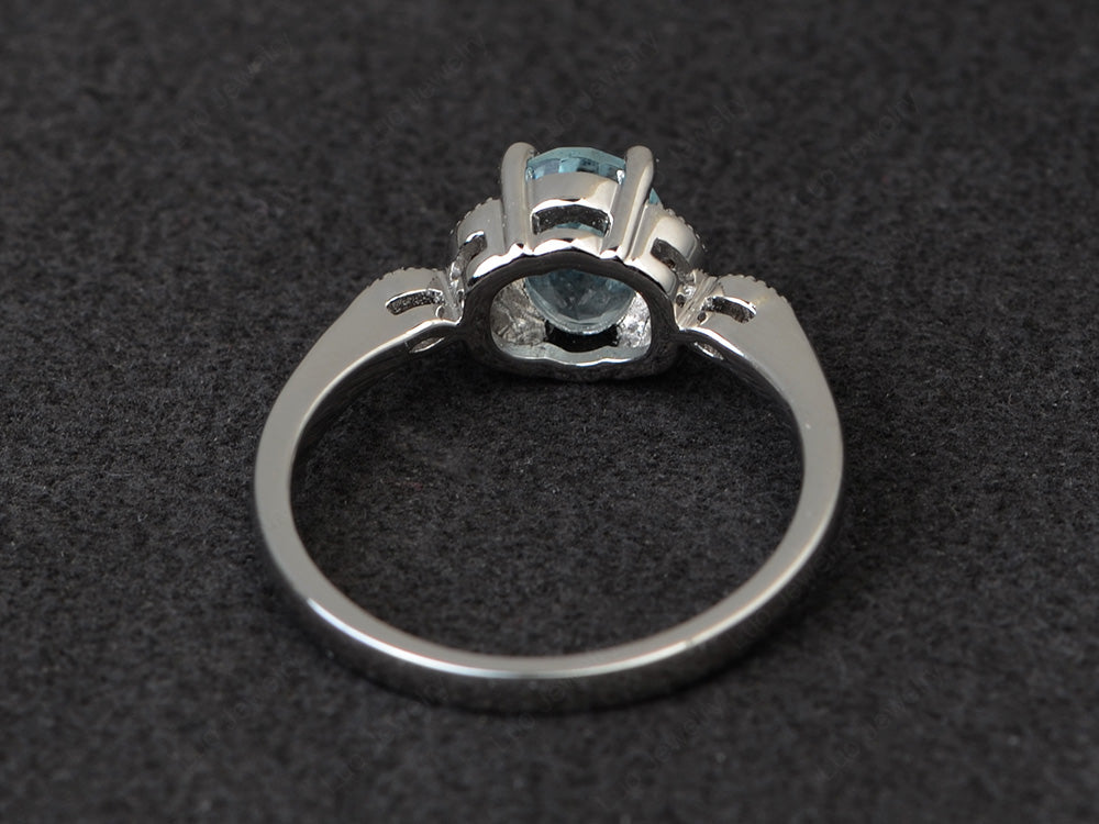 Aquamarine Ring Vintage Oval Engagement Rings - LUO Jewelry