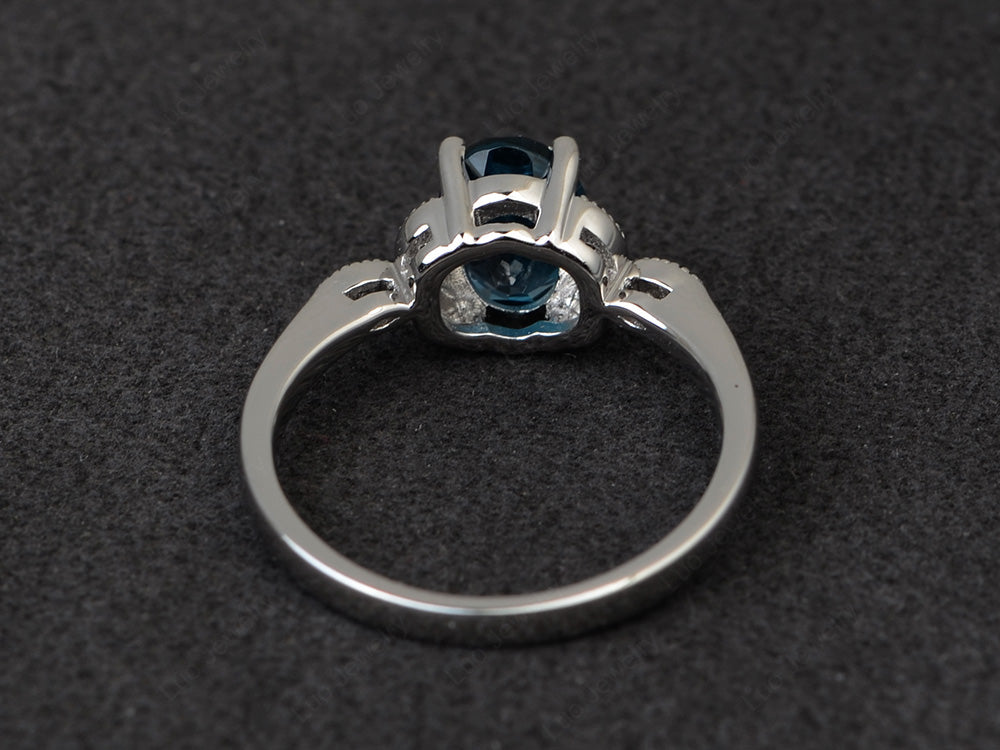 London Blue Topaz Ring Vintage Oval Engagement Rings - LUO Jewelry