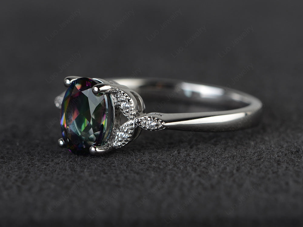 Mystic Topaz Ring Vintage Oval Engagement Rings - LUO Jewelry