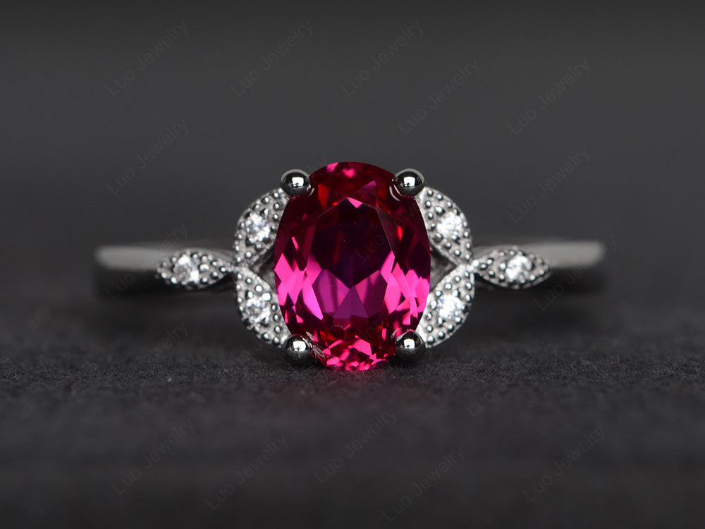 Ruby Ring Vintage Oval Engagement Rings - LUO Jewelry