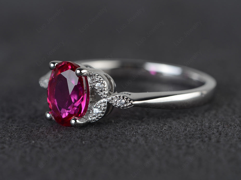 Ruby Ring Vintage Oval Engagement Rings - LUO Jewelry
