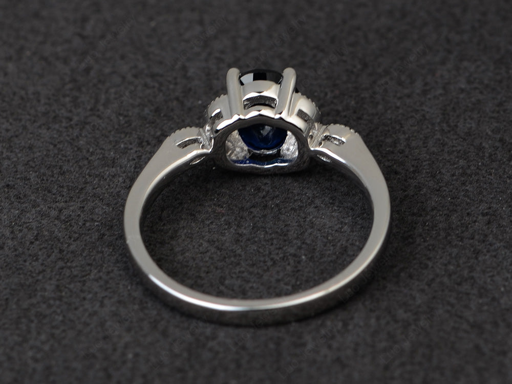 Lab Sapphire Ring Vintage Oval Engagement Rings - LUO Jewelry