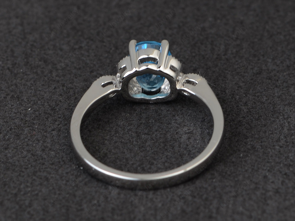 Swiss Blue Topaz Ring Vintage Oval Engagement Rings - LUO Jewelry