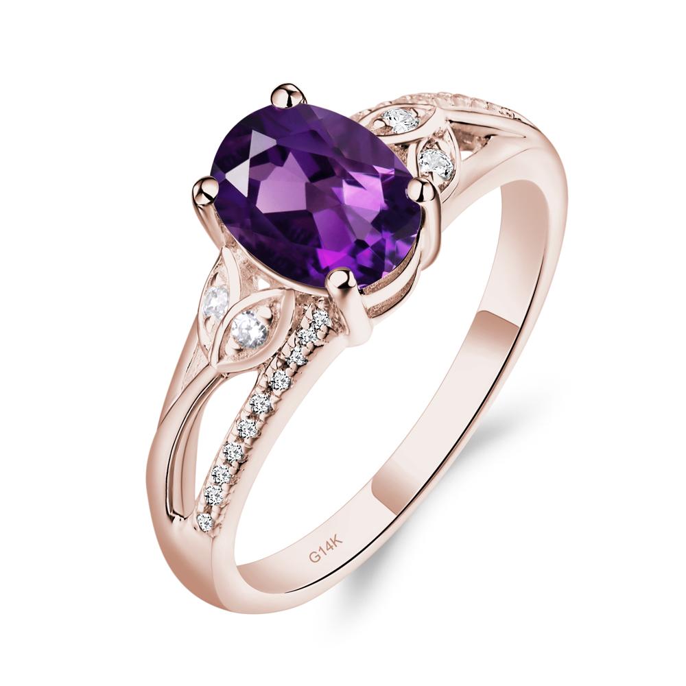 Vintage Oval Cut Amethyst Engagement Ring - LUO Jewelry #metal_14k rose gold
