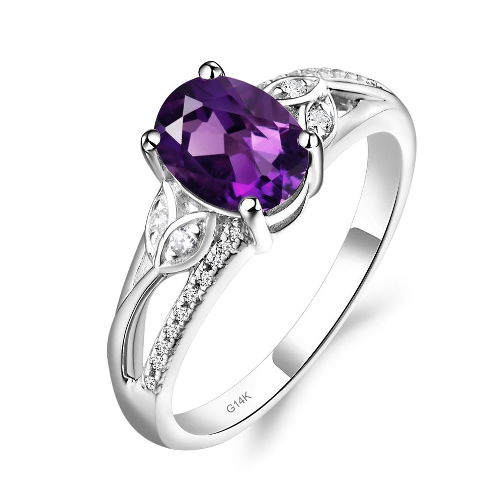 Vintage Oval Cut Amethyst Engagement Ring - LUO Jewelry #metal_14k white gold