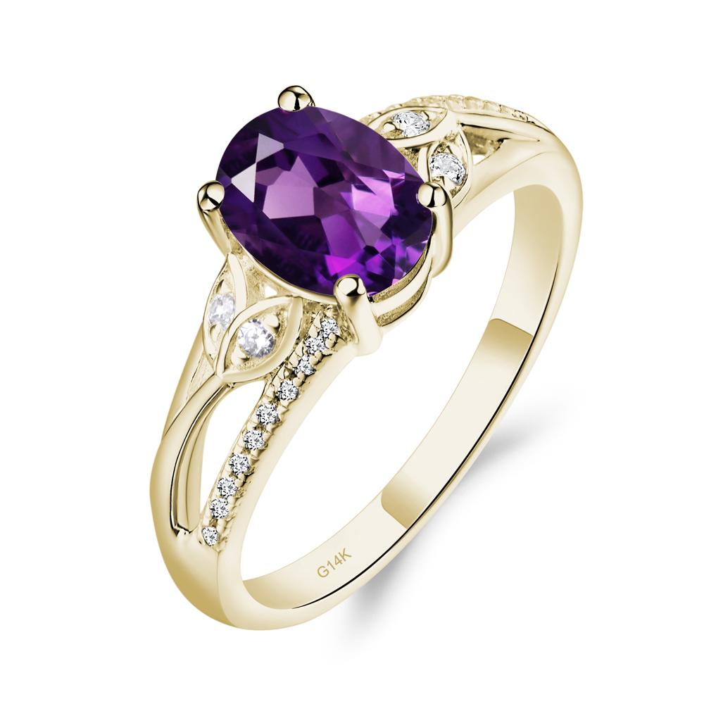 Vintage Oval Cut Amethyst Engagement Ring - LUO Jewelry #metal_14k yellow gold