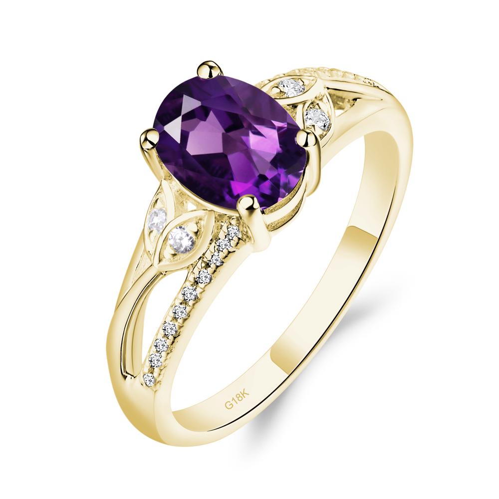 Vintage Oval Cut Amethyst Engagement Ring - LUO Jewelry #metal_18k yellow gold