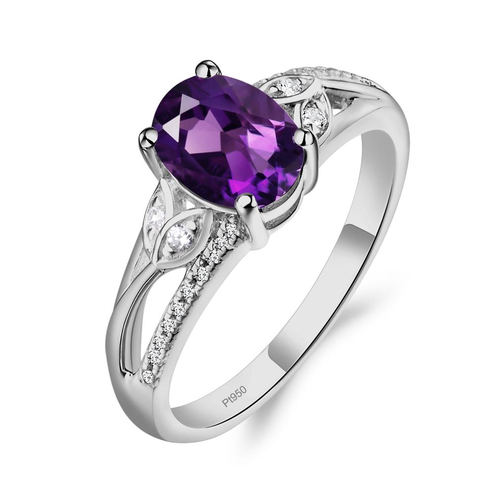 Vintage Oval Cut Amethyst Engagement Ring - LUO Jewelry #metal_platinum
