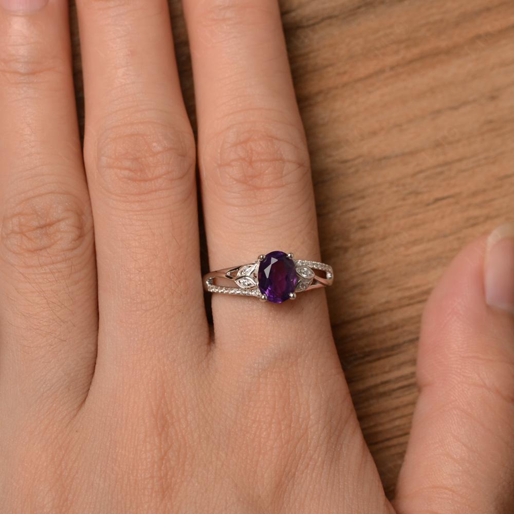 Vintage Oval Cut Amethyst Engagement Ring - LUO Jewelry